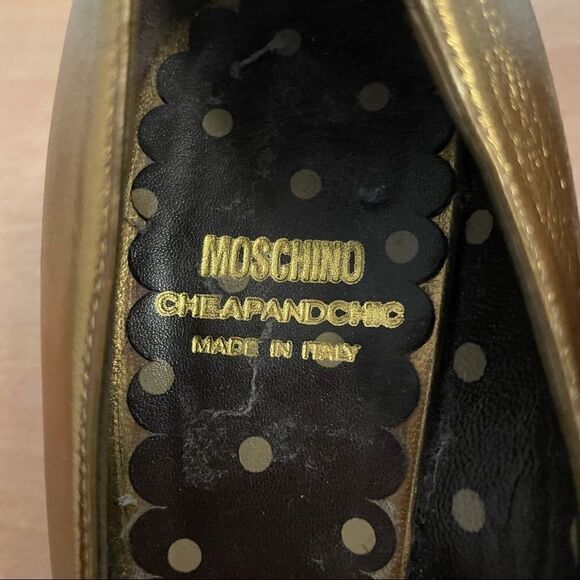 Moschino Cheapandchic Gold Peeptoe Heels - Picture 4 of 7
